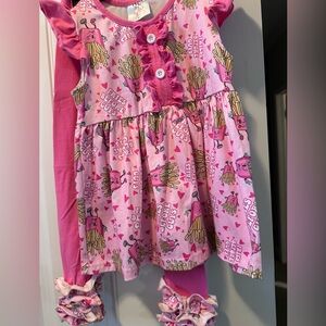 Ruffle Girl Pink Graphic Dress